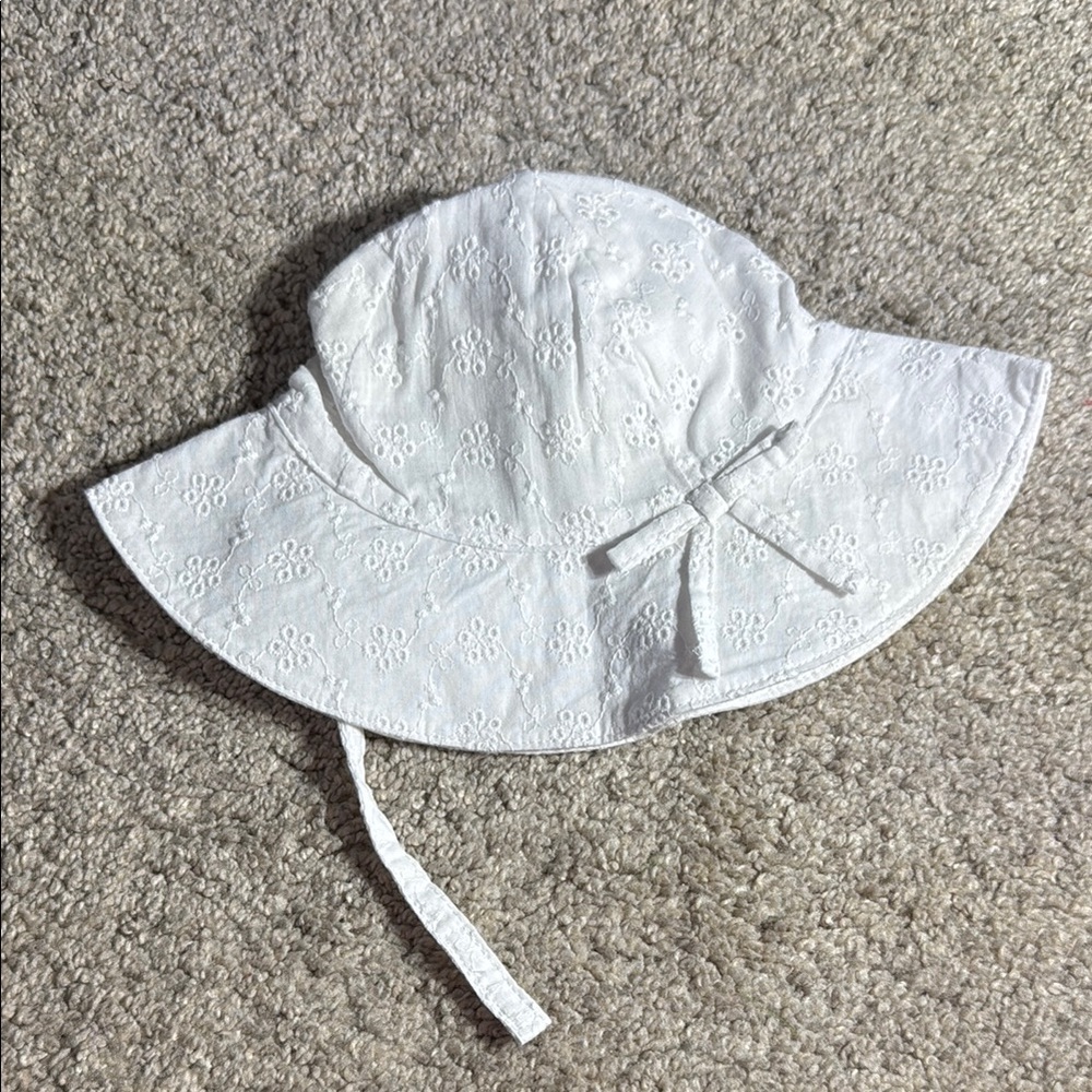 White Eyelet baby Sun Hat